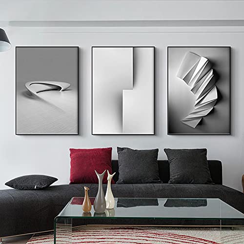 Nordic Black White Geometry Raum Wandkunst Leinwand Poster Malerei Drucke Abstrakte Linie Bilder für Wohnzimmer Modernes Dekor 40x50cm (16x20in) x3 Ungerahmt von Xinmei Art