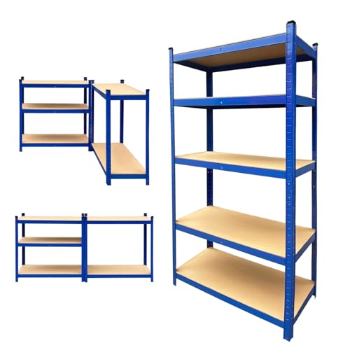 Xinng Schwerlastregal 180x90x40cm | Schnellmontage | 875kg Traglast | Werkbank-Regal | Lagerregal & Kellerregal mit verstellbaren Ablagen（Blau ） von Xinng