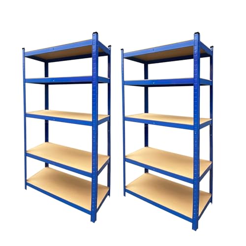 Xinng Schwerlastregal 2er Set 70x75x30 cm mit 5 Ablagen – Kompaktes Lagerregal bis 1750 kg Belastung – Steckregal aus Stahl für Keller, Garage & Haushalt (Blau) von Xinng