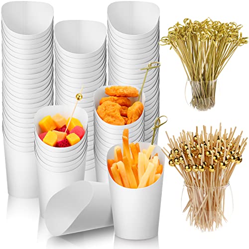 250 Stück Charcuterie-Becher mit Cocktail-Plektren-Set, 50 Stück, 340 ml, weiße Einweg-Papierkegel, für Hochzeiten, Popcorn-Boxen und 200 Stück, 2 Arten aus Bambusspieße für Lebensmittel 250 Stück Charcuterie-Becher mit Cocktail-Plektren-Set, 50 Stück, 340 ml, weiße Einweg-Papierkegel, für Hochzeiten, Popcorn-Boxen und 200 Stück, 2 Arten aus Bambusspieße für Lebensmittel von Xinnun