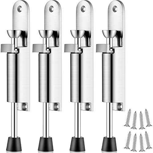 4 Stück robuste Türstopper Edelstahl Fuß Kickdown Türstopper Verstellbar Easy Step Türhalter Teleskopfeder Türstopper Türstopper Silber Türschlösser Halter für Outdoor Gewerbe von Xinnun