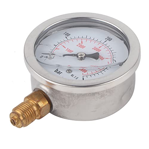 Akozon Hydraulische Wasserdruckanzeige Meter Messwerkzeug, 0-400BAR 0-5800PSI G1/4" 63mm Dial Hydraulische Manometer Meter Doppelskala Manometer pneumatisch und hydraulisch von Akozon