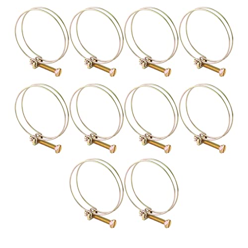 10 Stück Doppel Draht Schlauchschellen Wasser-Schlauchschelle Verstellbarer 13mm-100mm Doppel Rohr Clip Hoop Plumbing Fastener Stahldraht Rohr Klipp Schrauben Sortiment(52-57 mm) von Akozon