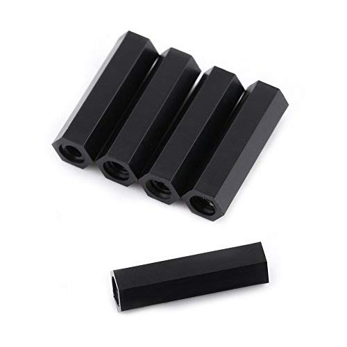 Akozon Nylon Schwarz Hex Spacer,100Pcs M3 Innensechskant Gewinde Spacer Distanzbolzen Schwarz Nylon Sechskant Abstandsbolzen Muttern Sortiment mit Kunststoff-Box(M3*20) von Akozon