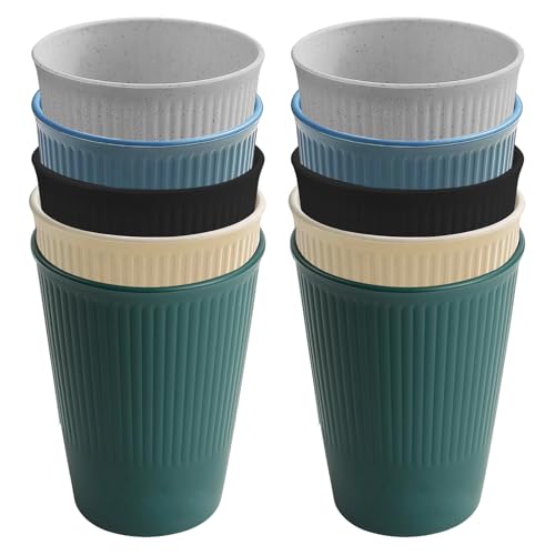 Tassen Becher Set 10 Stück, 350ML Plastikbecher Mehrweg aus PP, Unzerbrechlich Wiederverwendbare Trinkbecher Kunststoff Kaffeetassen für Haus, Party, Camping (5 Farben) von Xinsenke