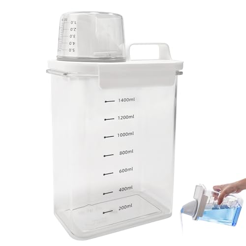Xinsenke Luftdichter Waschmittelspender mit Messbecher – 1800ml Waschpulver Aufbewahrungsbox, Mehrzweck Waschmittelbehälter, luftdichte Vorratsdose für Waschmittel, Tierfutter und Lebensmittel von Xinsenke