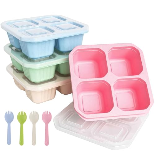 Xinsenke Snackbox mit Fächern, 4 Stück Wiederverwendbare Bento Snack-Behälter, 4 Fächer Lunchbox mit Transparentem Deckel & Fruchtgabel für Schule, Arbeit, Reisen Xinsenke Snackbox mit Fächern, 4 Stück Wiederverwendbare Bento Snack-Behälter, 4 Fächer Lunchbox mit Transparentem Deckel & Fruchtgabel für Schule, Arbeit, Reisen von Xinsenke