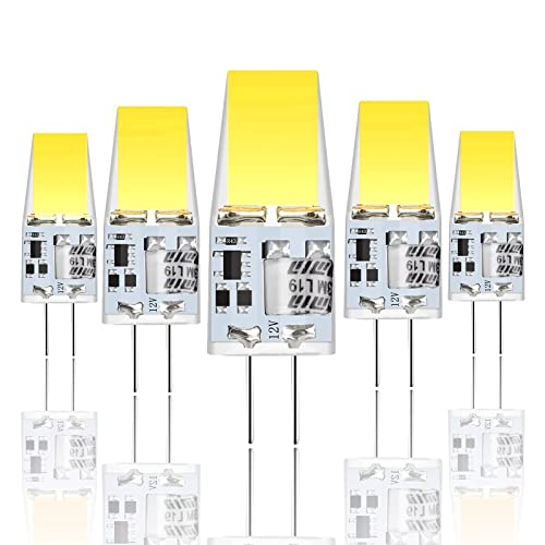 Xinwanhong G4 LED Lampe, 5W G4 LED Birnen 6000K Kaltes Weiß, 500LM, Ersatz für 50W Halogenlampen, 12V AC/DC, 360°Abstrahlwinkel, Kein Flackern Nicht Dimmbar Energiesparlampe, 5er Pack von Xinwanhong