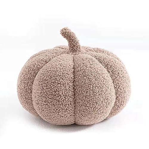 Kürbis Kissen, 3D Kürbis Deko, Thanksgiving Plüsch Kürbis Dekokissen Kissen, Herbst Pumpkin Pillow Kürbis Deko, Home Decoration Kürbiskissen, Halloween Kissen Kürbis, Leichter Kaffee, 20cm von Xinwanhong