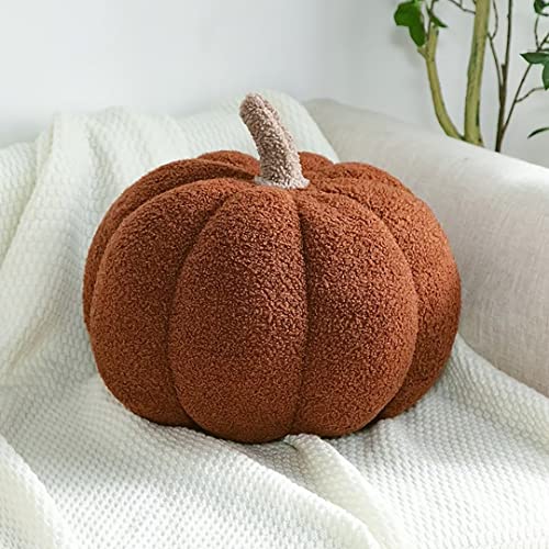 Kürbis Kissen, 3D Kürbis Deko, Thanksgiving Plüsch Kürbis Dekokissen Kissen, Herbst Pumpkin Pillow Kürbis Deko, Home Decoration Kürbiskissen, Halloween Kissen Kürbis, braun, 20cm von Xinwanhong