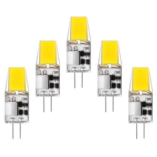 Xinwanhong G4 LED Lampen, 5W LED Birnen Ersetzt 50W Halogenlampen, Leuchtmittel Kaltweiß 6000K, 500LM, 12V AC/DC, Kein Flackern Nicht Dimmbar, Stiftsockellampe Glühlampe, 5er Pack von Xinwanhong