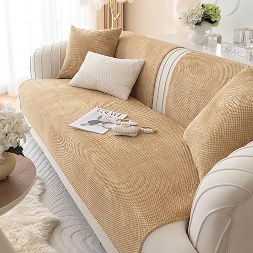 Xinwanhong Sofa Überzug, L Form ecksofa Sofabezug 1/2/3/4 Sitzer Sofaschoner, Rutschfester Sofaschoner, Sofa Schutzdecke, Überwurfdecke Sofaschutz Katze, Hunde, Khaki, 110 * 180cm von Xinwanhong