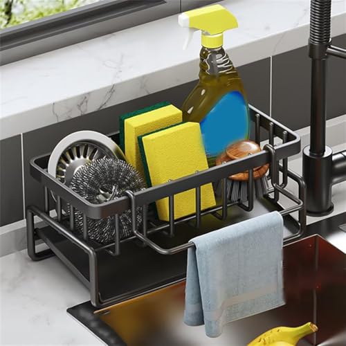 Xinwanhong Spülbecken Organizer, 2 Stück Spüle Caddy Organizer, Waschbecken Organizer Küche, Schwammhalter Organizer mit Handtuchhalter, Spülbecken Ablage mit Abtropfwanne, Schwarz Xinwanhong Spülbecken Organizer, 2 Stück Spüle Caddy Organizer, Waschbecken Organizer Küche, Schwammhalter Organizer mit Handtuchhalter, Spülbecken Ablage mit Abtropfwanne, Schwarz von Xinwanhong