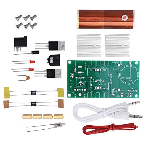Handgefertigte Tesla-Spule, 15-W-DIY-Tesla-Spulenwerkzeug mit Lichtbogenfunktion, Lichtisolierung für die drahtlose Energieübertragung Computermusik von Xinwoer