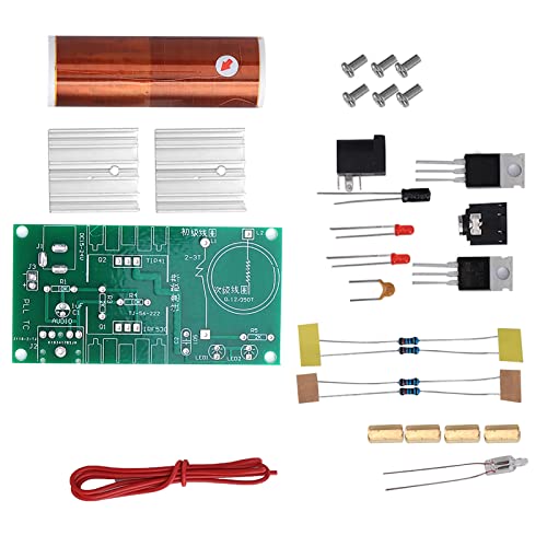 Handgefertigte Tesla-Spule, 15-W-DIY-Tesla-Spulenwerkzeug mit Lichtbogenfunktion, Lichtisolierung für die drahtlose Energieübertragung Computermusik von Xinwoer