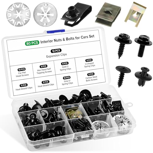 80 Stück Karosserieschrauben Set mit Klemmscheiben Hitzeschutzblech, Blechmutter Schraube Mutter Clip Kit, Metall U Typ Befestigungsclips, Auto Befestigungsbox Set für Befestigen & Reparieren Autoteil 80 Stück Karosserieschrauben Set mit Klemmscheiben Hitzeschutzblech, Blechmutter Schraube Mutter Clip Kit, Metall U Typ Befestigungsclips, Auto Befestigungsbox Set für Befestigen & Reparieren Autoteil von Xinxinphi