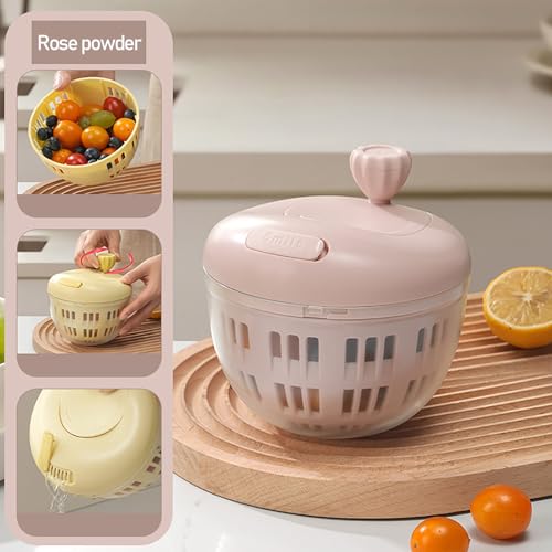 Professionelle Salatschleuder – Multifunktions-Gemüsewaschmaschine und -trockner mit Siebkorb – Griff mit bequemer Handhabung, Abflussöffnung – Ideal for Zuhause, Restaurants, Geschenke(Rose pink) von Xinyilau