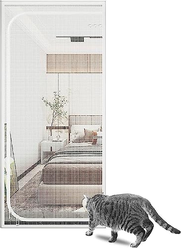 Xinyilau Benutzerdefinierte Anti-Mücken-Türvorhänge Insektenschutz-Türnetz, Haustierresistentes Netz Katzenfliegengitter for Wohnzimmer, Schlafzimmer, Balkon(A,150x220cm) von Xinyilau