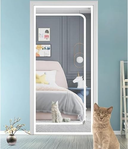 Xinyilau Katzenfliegen-Balkontür 110x220cm, Verdickte Haustier-Fliegentür for Wohnzimmer, Schlafzimmer, Küche, Terrasse, Hunde-Katzen-Fliegentür Mit Reißverschluss(90x200cm) von Xinyilau
