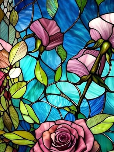 Xinyuer DIY Diamond Painting Kits Erwachsene 5D Diamant Painting Bilder Glasmalerei Rose Full Drill Crystal Embroidery Pictures Arts Paint by Number Kits for Home Wall Decor 50x70cm von Xinyuer
