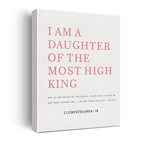 Kunstdruck auf Leinwand, Motiv: Positiver Bibelvers "I am a Daughter of the Most High King", religiöse Kunst, Wandgemälde, Poster, 30,5 x 38,1 cm, Dekoration für Zuhause und Büro (gerahmt) von Xiolcxdr