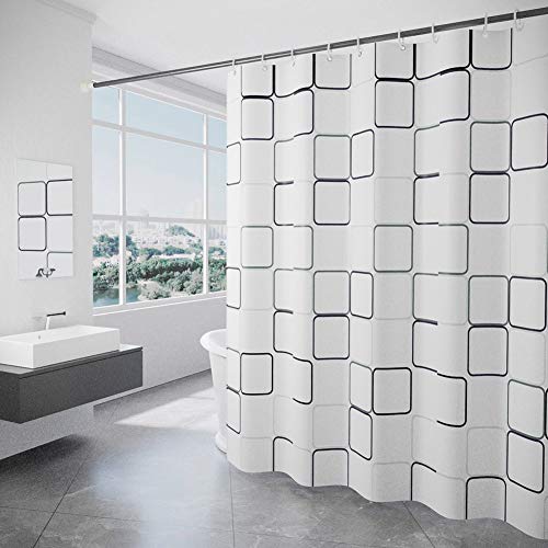 Xiongfeng Duschvorhang Textil Bad Vorhang aus Polyester Blickdicht Wasserdicht Waschbar Stoff Badezimmer Vorhang mit 12 Duschvorhängeringen und Beschwertem Saum Weiß Groß Kariert Muster 180x200 cm Xiongfeng Duschvorhang Textil Bad Vorhang aus Polyester Blickdicht Wasserdicht Waschbar Stoff Badezimmer Vorhang mit 12 Duschvorhängeringen und Beschwertem Saum Weiß Groß Kariert Muster 180x200 cm von Xiongfeng