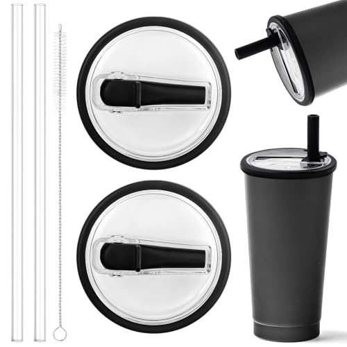 Ersatzdeckel für 40oz Becher, mit Silikon Strohhalm und Bürste, Wiederverwendbarer Auslaufsichere und Staubdichte Tumbler Abdeckungen Becher mit Strohhalm Deckel Ersatzdeckel für Cup Zubehör (schwarz) von Xionghonglong