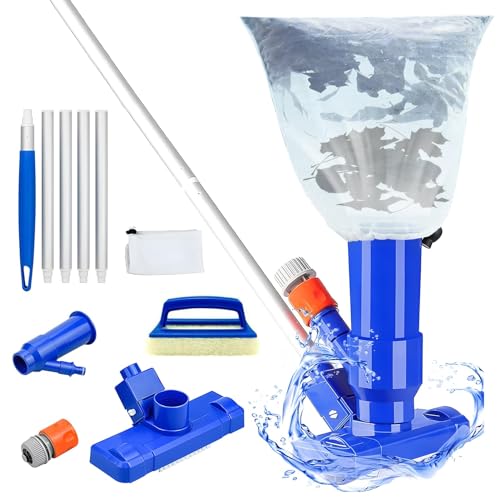 Poolsauger Staubsauger Set Tragbares Poolsauger Bodensauger Pool Reinigungsset Poolsauger Vakuumsauger Mit Bürste & 5 Teleskopstange & Laubsack Für Schwimmbad, Brunnen,Teich, Whirlpool, Bad und Spa von Xionghonglong