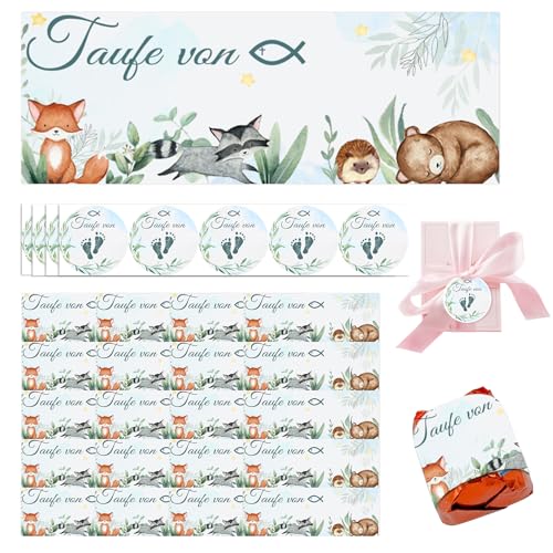 120 Stück Aufkleber zur Taufe, Gastgeschenk Taufe Personalisierte Aufkleber,Konfirmation Geschenk, Geburtstag, Kommunion Deko, mit Namen und Datum für die Geschenke Ihrer Gäste, Rechteckig/Runden von Xionghonglong
