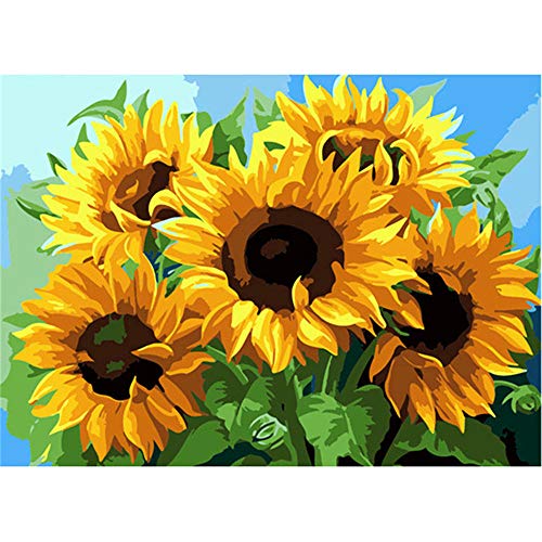 5D Diamond Painting,Diamond Painting Set,Sonnenblume Round Vollbohr Kristall stickerei Kreuzstich,Malen nach Zahlen Diamant,Diamant Painting Bilder Arts Craft für Home Wand Decor 40x50cm 16x20in von Xiooger