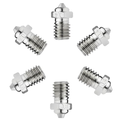 3D-Drucker-V6-Düse, Bimetall, verbesserte gehärtete Stahldüsen, kompatibel mit 1,75 mm Voron 2.4 V6 Hotend Prusa I3 MK3s Anycubic Kobra Düse 0,4 mm + 0,6 mm + 0,8 mm, 6 Stück 3D-Drucker-V6-Düse, Bimetall, verbesserte gehärtete Stahldüsen, kompatibel mit 1,75 mm Voron 2.4 V6 Hotend Prusa I3 MK3s Anycubic Kobra Düse 0,4 mm + 0,6 mm + 0,8 mm, 6 Stück von Xirbbo