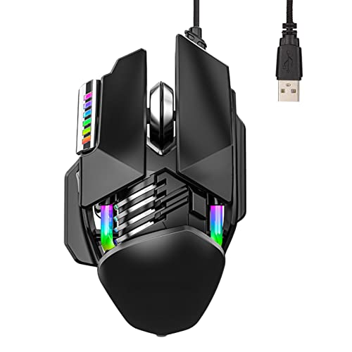 Xirfuni Gaming-Maus, 12800 DPI 6D-Taste Ergonomische Computermaus mit 4 RGB-Effekten, Tragbare USB-Kabel-PC-Maus für Computer-Laptop, Plug-and-Play von Xirfuni