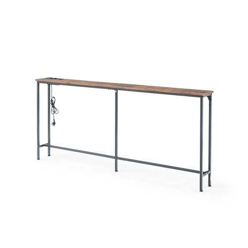 Xisilla Konsolentisch schmal mit Integrierte Steckdose, verwendbar am Nachttisch, hinter dem Sofa, im Eingangsbereich 20cm Breite von Xisilla