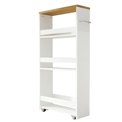 Xisilla Schmalregal mit Rädern - 3-stöckiges Küchenregal weiß - Platzsparend für Bad/Wohnzimmer 14cm breit Xisilla Schmalregal mit Rädern - 3-stöckiges Küchenregal weiß - Platzsparend für Bad/Wohnzimmer 14cm breit von Xisilla