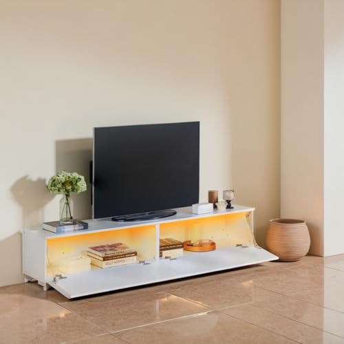 Xisilla Weißer TV-Bänke mit Doppeltürschrank mit großem Fassungsvermögen TV-Schrank lowboard von Xisilla