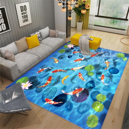3D Delfin Unterwasserwelt Ozean Meer Tier Marine Leben Moderner Muster Teppich Wohnzimmer Schlafzimmer Dekor Carpet Dekoration Kinderzimmer Spielteppich KüChe Matte FußMatte (Colour 7,100x150 cm) von Xisnuient