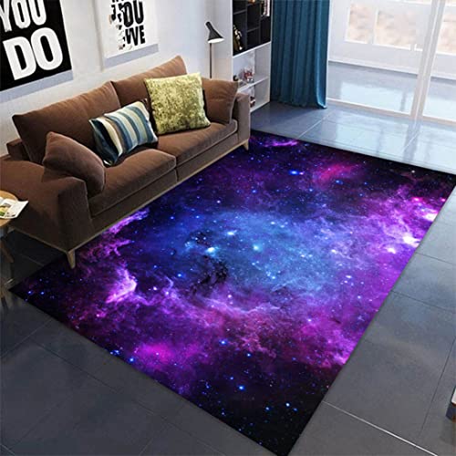 3D Galaxie Sternenklarer Himmel Serie Teppich Weltraum Planet 3D Muster Flanell Rug für Wohnzimmer Esszimmer Schlafsaal Schlafzimmer Korridor Rutschfeste Kinderspielmatte (Violett,160*200 cm) von Xisnuient