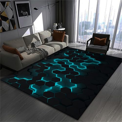 3D Visual Cool Line Light Style Gaming Teppich - Unverzichtbare Fußmatte Für Teenager Kinderzimmer, Geeignet Schlafzimmer E-Sport Zimmer Gaming Zimmer Für Teppich Jungen (Colour 5,160x200cm) von Xisnuient