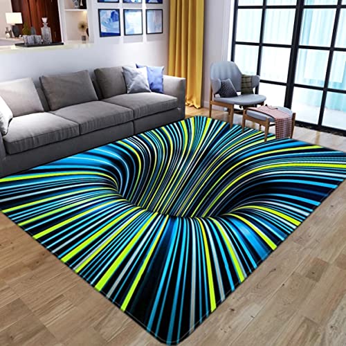 3D Vortex Illusion Teppich Abstrakte Wirbel Geometrische Optische Fußmatte Rutschfester Groß Flächiger Teppich Zuhause Wohnzimmer Schlafzimmer Dekor Kinderzimmer Spielmatte (100x150 cm, Bunt 1) von Xisnuient