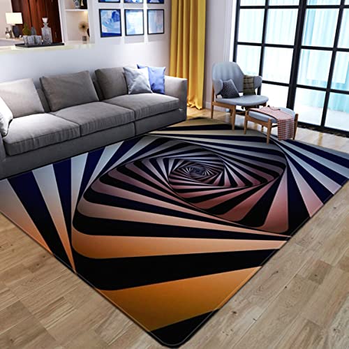 3D Vortex Illusion Teppich Abstrakte Wirbel Geometrische Optische Fußmatte Rutschfester Groß Flächiger Teppich Zuhause Wohnzimmer Schlafzimmer Dekor Kinderzimmer Spielmatte (100x150 cm, Bunt 2) von Xisnuient