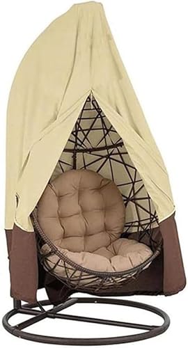 Bezug Für Hängesessel Outdoor, Swing Egg Chair Cover Mit Reißverschluss,Wasserdicht Anti-Staub 210D Oxford Hängesessel Abdeckung,für Hängesessel Mit Gestell,Möbel Zubehör (230x200cm,Beige Brown) von Xisnuient