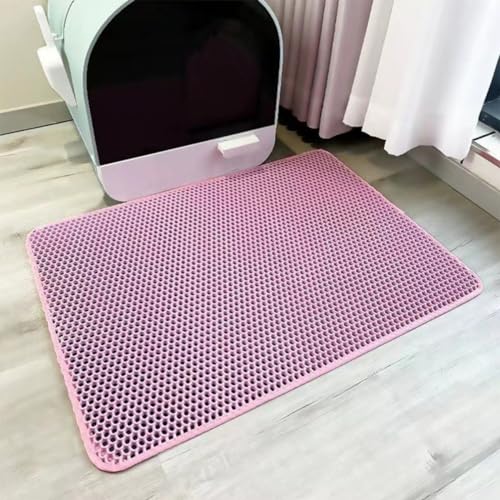 Doppellagige Katzenstreu Matte Haustier Carpet Abriebfester Katzentoiletten Teppich EVA Werkstoff WabenföRmig Gestaltete Fangmatte Wasserdichte Pads FüR Die Pfotenreinigung (30x30 cm,Rot) von Xisnuient