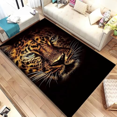 Modern Flanellteppich Tiermuster Weich Heimdekoration Wohnzimmer Teppich Schwarz Grau Rosa Tiger Leopard Löwe Design, für Schlafzimmer Spielzimmer Arbeitszimmer, Fußmatte (Color 1,140x200 cm) von Xisnuient