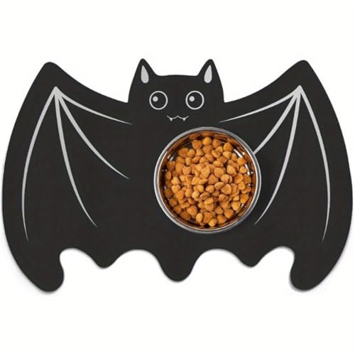 Napfunterlage Hund Katzen Futternapf Katze Hund Matte Rutschfest Hundenapf Unterlage Super SaugfäHige Schnelltrocknend Futtermatten FüR Haustier Futtermatte Haustierteppich (40x60 cm,Fledermaus) von Xisnuient