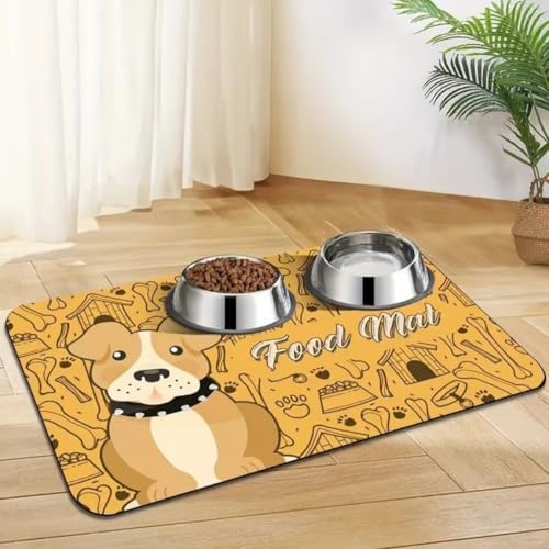 Platzdeckchen für Haustiere,Schnelltrocknende Futtermatte aus Kieselgur für Hunde und Katzen – Spritzwassergeschützt Saugfähig Leicht zu Reinigen Waschbare Pet Feeding Mats (Gelb,30x40 cm) von Xisnuient