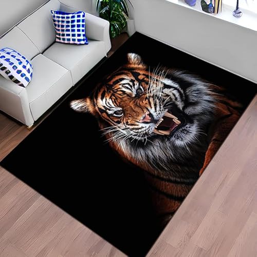 Tiger-Muster Teppich Wohnzimmer Dekoration Anti-Rutsch-Teppich Schlafzimmer Tatami Flur Restaurant Bodenmatte Fußmatte Haustier Pad Schlafzimmer Matte Junge und Mädchen Geschenk (50x80 cm, Muster 1) von Xisnuient