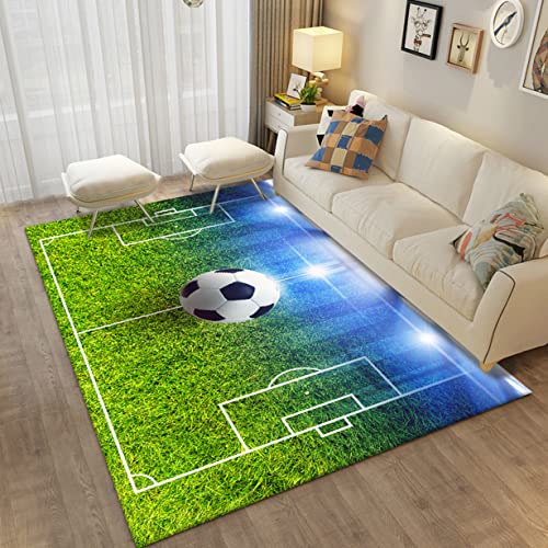 Xisnuient 3D Cool Sport Fußball Teppich rutschfeste Türmatte Mädchen Jugendzimmer Spiel Matte Kinder Kriechen Bodenmatte Wohnzimmer Weiche Flanell Teppich (100x150 cm, Muster 1) von Xisnuient
