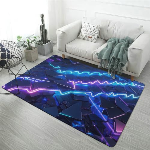 Xisnuient 3D-Neonlinien-Gaming-Teppich, Geometrisches Design Für Teenager-Jungen Mädchen Schlafzimmerdekoration, Bodenmatte Wohnzimmer Weiche Teppich Für Schlafzimmer E-Sport-Raum (Farbe 3,120x160cm) Xisnuient 3D-Neonlinien-Gaming-Teppich, Geometrisches Design Für Teenager-Jungen Mädchen Schlafzimmerdekoration, Bodenmatte Wohnzimmer Weiche Teppich Für Schlafzimmer E-Sport-Raum (Farbe 3,120x160cm) von Xisnuient