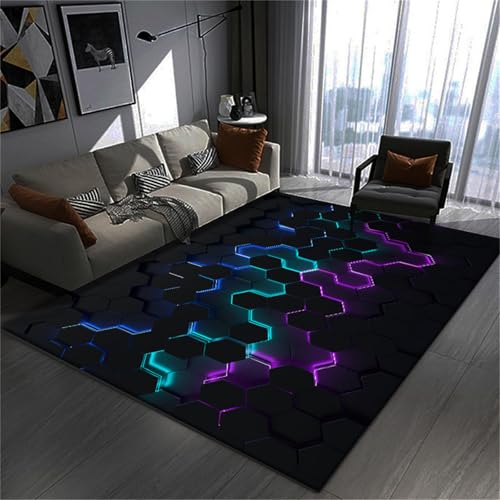 Xisnuient 3D Visual Cool Line Light Style Gaming Teppich - Unverzichtbare Fußmatte Für Teenager Kinderzimmer, Geeignet Schlafzimmer E-Sport Zimmer Gaming Zimmer Für Teppich Jungen (Colour 7,80x120cm) von Xisnuient