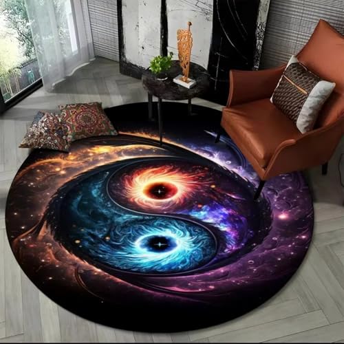 Xisnuient 3D Visual Tai Chi Teppiche, Coole Bunte Yin-Yang Taiji Fußmatte, Dekorative Carpet Für Kinderspielzimmer Von Jugendlichen Geeignet Für Küche, Wohnzimmer, Schlafzimmer (Colour 4,160 cm) von Xisnuient